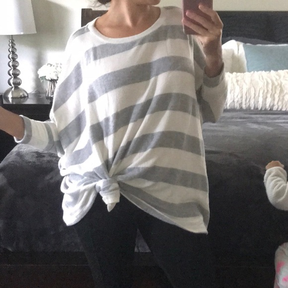 Cozy Soft Striped brushed knit long sleeve top - Picture 3 of 8